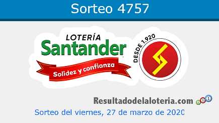 Lotería de Santander Sorteo 4757 Lotería de Santander Sorteo 4757